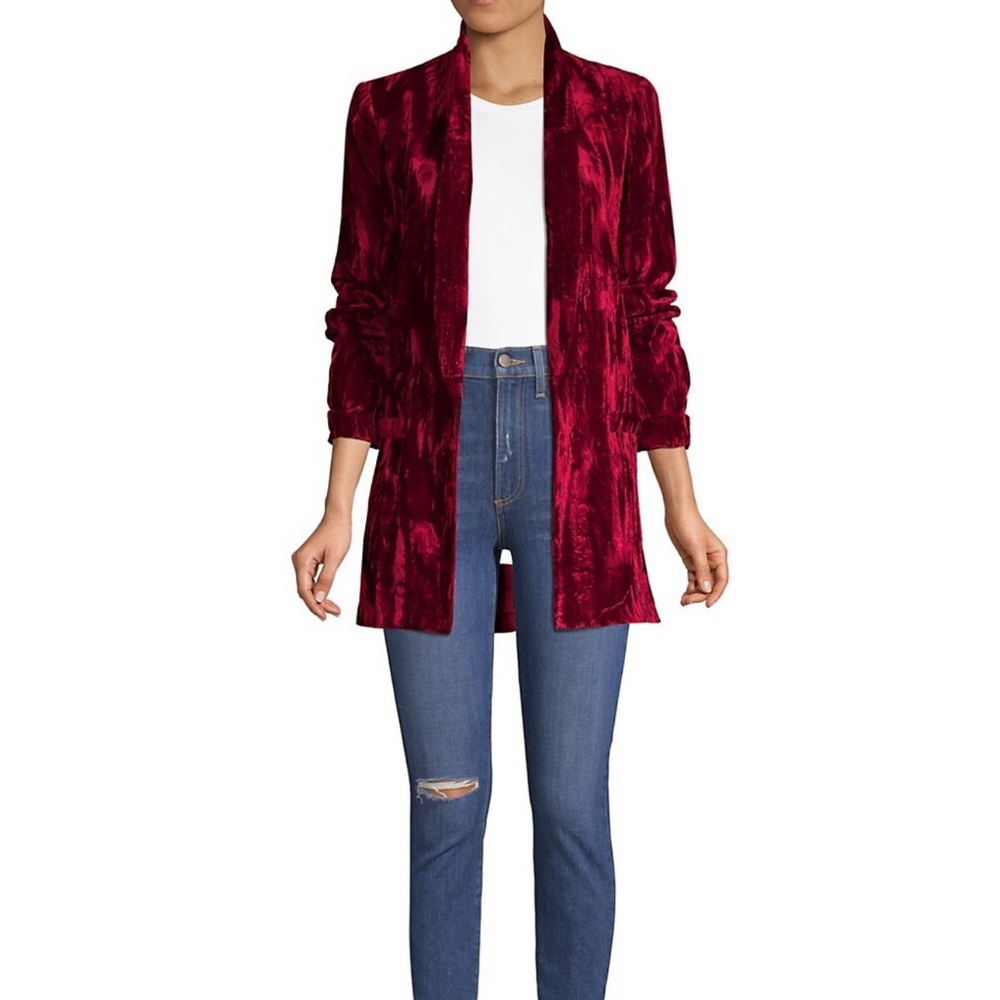 Alice + Olivia Kylie Crushed Velvet Blazer Gem